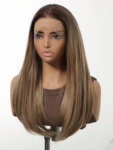 FIVE STARS 13*4 HD Lace Front Transparent And Breathable Wigs For Women Brown Ombre 26-Inch Long Curly Hair No Bangs,Heat-Resistant Synthetic Hair,For Cosplay,Festival,Halloween Costume,HOT - 漸層棕色 - 查看 7