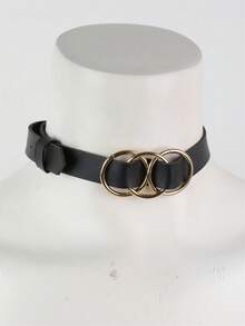 2026 New Exaggerated Punk Style O-Shaped Ring Necklace, Popular Foreign Trade Jewelry, Street Auction Nightclub PU Leather Collar - Black - View 6