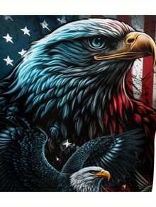 Men's 3D All-Over Print USA Flag & Eagle Patriotic T-Shirt - Heavyweight 4th Of July Shirt With 3D Bald Eagle & American Flag Design, Red/White/Blue Colors, Casual Round Neck Short Sleeve Tee For Independence Day, Casual Attire & Themed Events - Machine Washable, Comfortable Fit, Ideal For Men's Fashion & Patriotic Celebrations, Featuring USA Lettering & Eagle Motif, PLUS SIZE - 彩色 - 查看 6