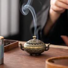 1pc Brass Incense Burner, Nepali Style Brass Incense Holder | Metal | Incense Stand | Suitable For Small Coil Incense, Small Incense Plate, Yoga Meditation, Home Decor | Valentine's Day, Daily Use - Applicable For Homestay, Tea Room, Office, Bedroom Decor, Tea Ceremony Display - Multicolor - View 2