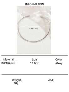 1 件简约金属项圈项链，节日礼物 - 銀色 - 查看 6