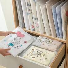 New Cute Animal Pattern Clothing & Shoes Travel Storage Bag Set - Wardrobe Organizer Tool, Car Storage Essential, Transparent Frosted Thickened PE Zipper Bag, Multi-Purpose Luggage, Clothing, Underwear, Shoes Organizer Bag, Suitable For Business Travel, Tourism, School, Hospital And Daily Use ,Travel Essential Bag - Multicolor - View 5