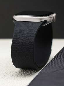 Huastonband 1件適用於Apple Watch錶帶，中性款荔枝紋矽膠磁吸錶帶，適合 42mm、38mm、40mm、41mm、44mm、45mm、46mm、49mm，時尚智慧手錶替換錶帶 - 黑色 - 查看 6