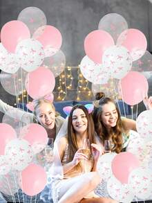 10/31 unidades Globos de látex de 12 pulgadas con estampado de lazos, Set de globos de látex rosa de 10 pulgadas adecuados para decoración de bodas, compromisos, aniversarios, fiestas con tema de princesa, decoración de fiestas de cumpleaños - Multicolor - Ver 2