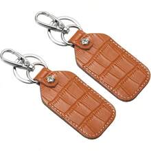 Leather Key Fob Keys Cover RFID Key Fob Protector - Orange - View 13