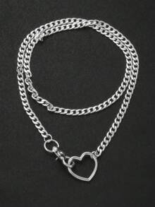 1PC Hiphop Hollow Heart Slip Chain Necklace For Couple Heart O-Ring Chunky Chain Necklace Choker With Adjustable Tail Necklace Gothic Jewelry - 項鍊 - 查看 6