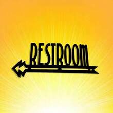 CIF BUY 1个重型金属卫生间指示牌，带黑色箭头方向指示，易于安装，适用于家庭和办公室卫生间，经久耐用的2D设计，理想的乔迁礼物 - 彩色 - 查看 4