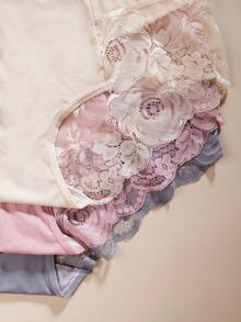 3 chiếc/gói - Quần lót nữ cỡ lớn màu trơn phối ren, thoải mái. - Nhiều màu - Xem 3