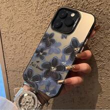 Funda para celular con patrón de flores, protector decorativo compatible con for  17,17AIR,17PRO,17PROMAX,11,11PRO,11PROMAX,12,12PRO,12PROMAX,13,14,13PRO,13PROMAX,  14PLUS,  14PRO,  14PROMAX,15,15PLUS,15PRO,15PROMAX,16,16E,16PLUS,16PRO,16PROMAX,7,8,7PLUS,8PLUS,X,XS,XR,XSMAX - Negro - Ver 2