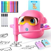 Drawing Robot For Kids Montessori Painting Toys For 3 4 5 6 7 8 Year Old, Voice Interactive Educational Drawing Machine With 100 Cards,16 Colorful Pens & Music-Gift For Boys Girls - Pink - View 7