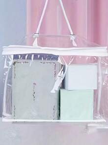 1/2/3/5个装透明PVC收纳袋（带提手），防潮透明整理袋，适用于收纳床上用品、毯子、枕头，节省衣柜和壁橱空间，家用锋利工具收纳袋，可重复使用，居家旅行两用。 - 無色 - 查看 3