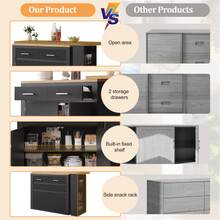 Extendable Bar Table With Storage (137-215*39*102.3 Cm), Modern And Mobile Bar Table, Telescopic Bar Table With One Drawer And Two Shelves, Bistro/Kitchen Island Style High Table, Black - Black - View 10