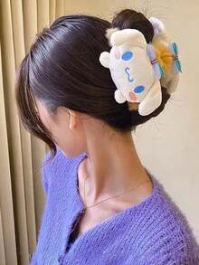 Sanrio 1个库洛米、美乐蒂、布丁狗卡通毛绒发夹（部分配件随机发货） - 粉色 - 查看 4