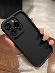 Minimalist Thick Anti-Drop Black Phone Case Compatible With IPhone 17 Pro Max/17 Pro/17 Air/17/16 Pro Max/16/16 Pro/16 Plus/16E/15/15 Plus/15 Pro/15 Pro Max/11/12/13/14 Pro Max/11 Pro Max/12 Pro/12 Pro Max/13 Pro/13 Pro Max/14 Pro/14 Pro Max, TPU Soft Phone Case - Black - View 2
