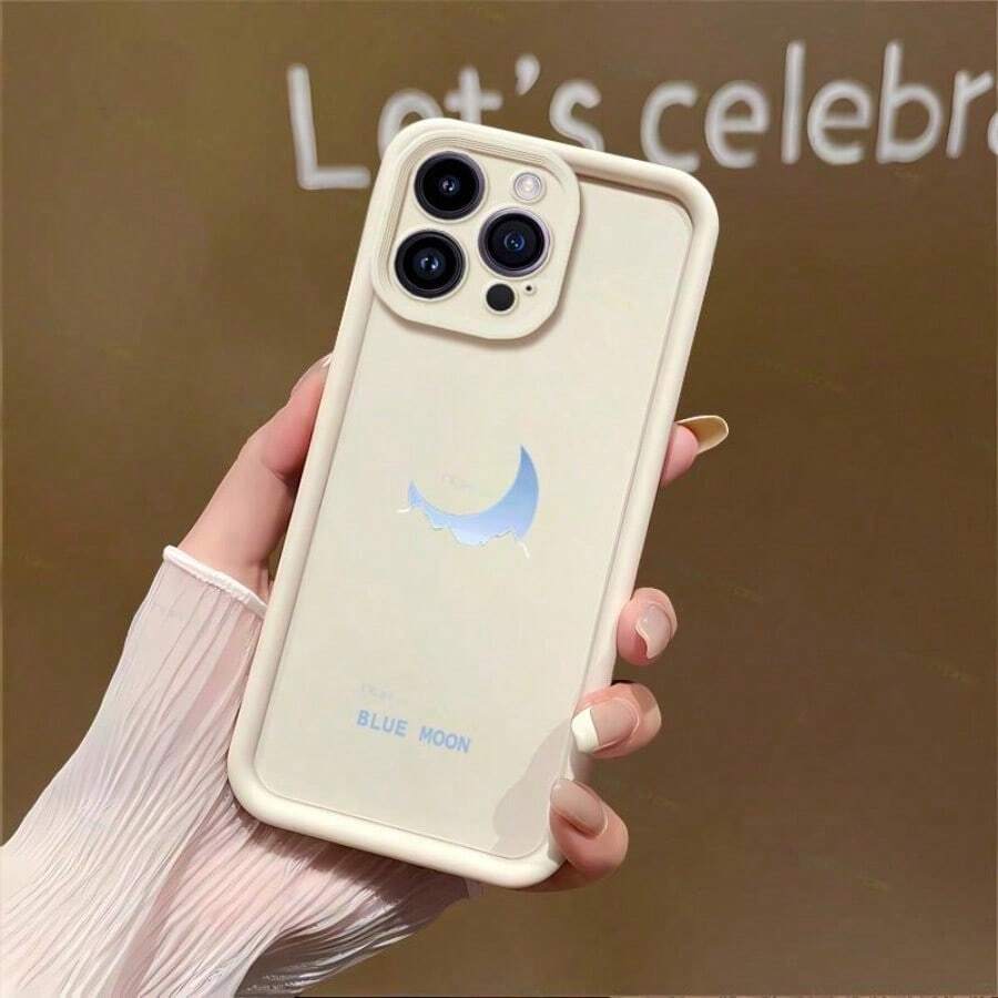 Para iPhone 16 15 14 13 12 11 Pro/Pro Max/Plus/Mini/16e XR XS XS Max Funda de silicona suave antigolpes | Dise?o Blue Moon | Protección elevada para cámara NS012 - Blanco - Ver 1