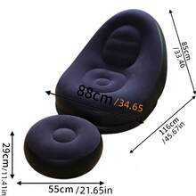 大型充气沙发，带脚踏，宽敞座椅，坐感舒适，高靠背提供舒适支撑，承重力强，适合各种体重和体型。