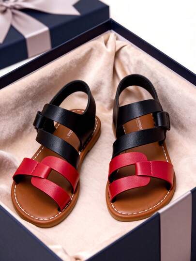 2025 Summer New Girls Flat Sandals, PU Leather Material, Adjustable Hook And Loop Design, Non-Slip Durable Sole, Suitable For Daily Wear, Beach, Camping, School And Other Occasions