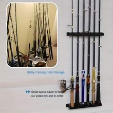 1pc Black Fishing Rod Wall Mount Rack, High Density Foam Handle Storage Box, Sturdy And Durable, Holds Up To 6 Rods, Suitable For Outdoor, Home, Garage, Multi-Slot Design For Easy Organization And Space Saving, Fits Various Fishing Rods, Rod Holder, Enhances The Aesthetics Of Fishing Area, Fishing Rod Home Display And Storage Rack