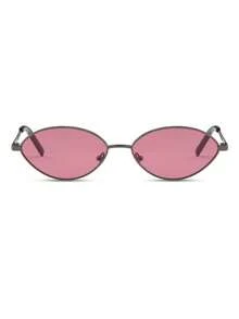 1 par de gafas de moda con montura metálica ovalada en color gunmetal para mujer - Gris pistola - Ver 3