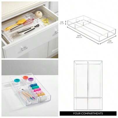 40850 Clarity Cosmetic Drawer Organizer Vanity Cabinet to Hold, Products, 8x 16x 2