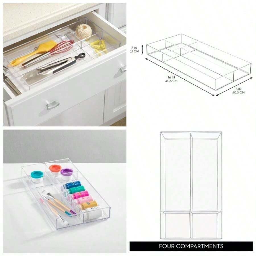 40850 Clarity Cosmetic Drawer Organizer Vanity Cabinet to Hold, Products, 8x 16x 2 - 4 compartimentos - Ver 1
