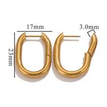 2只3毫米/4毫米厚不锈钢耳环，PVD镀金方形韩版耳环，朋克风配饰，男女皆宜，批发 - 耳環 - 查看 13