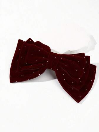 1 st hårspänne i enfärgad sammet med överdimensionerad strassrosé för kvinnor, elegant och söt för vardagsbruk, fest och formella evenemang