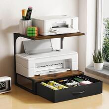 Printer StandsSoporte para impresora con almacenamiento para computadora con cajón de tela soporte para impresora de computadora organizador para oficina en casa mesa de impresora sobre y debajo del - caféVarillaindividual - Ver 3