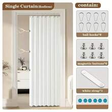 2D窗帘，单幅现代磁性窗帘/浴帘，顶部磁性设计 - 波西米亚波浪褶皱面料，无衬里，保护隐私，四季皆宜，适用于卧室/浴室 - 浪漫窗帘