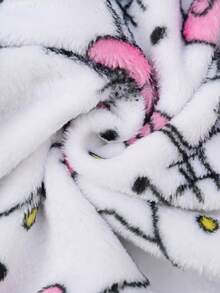 SANRIO Flannel Cartoon Pajamas, Thickened Fleece, Autumn/Winter Anime Print Women's Pants, Couple Lounge Pants, Casual Homewear, Suitable For Family Relaxation, Sleep Or Rest, Holiday Gift, Birthday Gift, Back To School Gift, New Year Gift - White - View 5