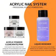10件套亚克力美甲套装 - 透明/白色/粉色亚克力粉和液体套装，包含亚克力美甲刷，持久耐用，专业DIY亚克力美甲，新手友好型亚克力美甲套装 - 白色 - 查看 6
