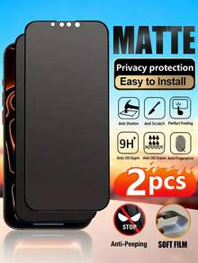 2-Pack Matte Anti-Spy Screen Protector Compatible With IPhone Series | High-Quality TPU Soft Film (Not Tempered Glass/Ceramic), Provides Excellent Anti-Shatter And Impact Protection | Advanced Privacy Feature Ensures Screen Content Is Only Visible From The Front, Compatible With IPhone 17 Pro Max/17 Pro/17 Air/17/16 Pro Max/16 Pro/16 Plus/16/15 Pro Max/14 Pro Max/13 Mini/12/11/XS Max/XR Series - Black - View 18