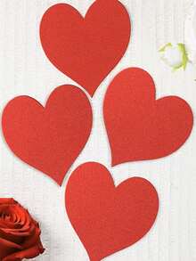 10张红色闪光心形信封卡片，非常适合婚礼、周年纪念日和情人节派对装饰 - 闪亮的心形卡片，搭配心形花卉图案，可作餐桌装饰卡片（10张装）