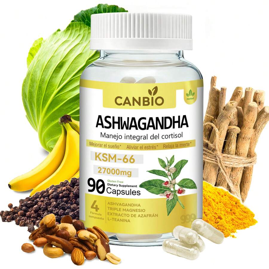 999 Ashwagandha KSM-66 + Magnesio glicinato & Inositol – Triple fórmula antiestrés, mejora el estado de ánimo, ayuda a dormir mejor y apoya energía estable – Suplemento natural unisex, 90 cápsulas