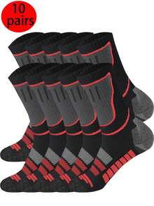 10/5/1 Pares de Meias Esportivas Crew para Homens, Adequadas para Homens e Mulheres em Corrida, Fitness, Basquete, Caminhada, Ciclismo, Esportes ao Ar Livre, Confortáveis, Respiráveis, Duráveis, Meias Esportivas Crew Neutras Antiderrapantes e Absorventes de Choque - Multicolorido - Visão 22