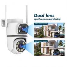 Camera WiFi 8MP, Camera chống nước IP65, Camera dạng trụ/cầu, Camera ngoài trời, Camera PTZ với tầm nhìn ban đêm có màu, Xoay 360°, Zoom kỹ thuật số 5X, Phát hiện người, Camera CCTV thích hợp cho sân vườn, phòng khách, nhà kho, siêu thị và các môi trường khác. - trắng - Xem 6