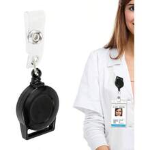 Pinza retrctil para porta credencial, Clip de carrete para de nombre de identificacin para enfermera - Clip de placa de identificacin porttil para mochila, bolso, llavero, bolsillo, material escola - Negro - Ver 6