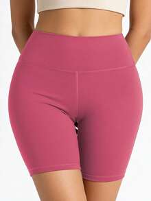 Soyun 女士中长款压缩短裤，柔软亲肤，适合春、夏、秋季户外瑜伽和运动。 - 玫紅色 - 查看 8