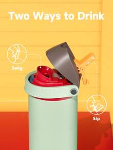 Meoky 24oz Vacuum Insulated Water Bottle with 2-in-1 Straw and Spout Lid, Insulated Cup, Keep Cold 24H, Leak-Proof, Fits in Car Cup Holder, Stainless Steel Tumbler for Sports, Travel, and School - 綠褐色 - 查看 3