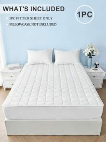 1件加厚绗缝床垫保护套 - 防水，适用于5.9-9英寸厚床垫，不含枕套，防尘，可机洗，适用于单人床/双人床/大号床，是节日礼物、房间装饰、卧室装饰的理想之选，白色 - 白色 - 查看 2