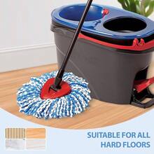 Spin Mop, Microfiber Mop Refills, Easy To Replace, Include 3 Mop Replace Heads, 1 Mop Base - 3 Heads+1 Base - View 6