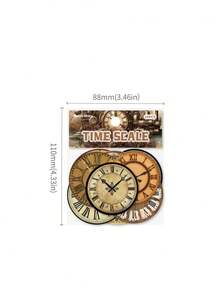 1 Stück Vintage Uhr Aufkleber Set, Zeitskala Serie, geeignet für Geschenke, Büro, Zuhause, Markierungen, Etiketten, Klassenzimmer, Unterhaltungsspielzeug, Studententagebücher, kreative Retro Deko DIY Aufkleber - Verschiedenfarbig - Übersicht 7