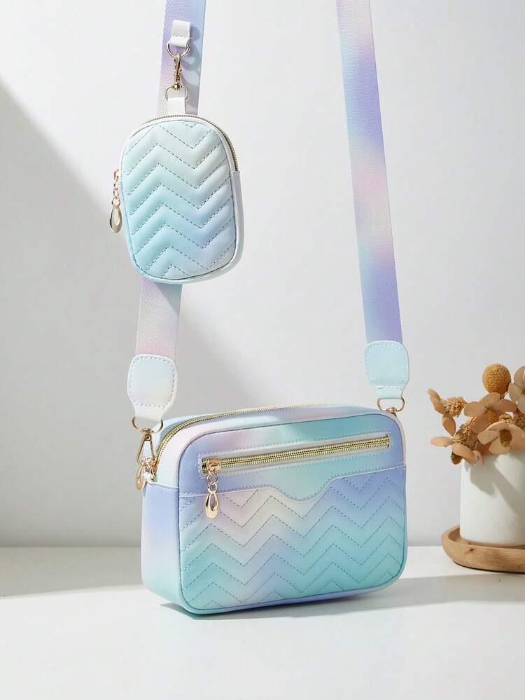 Women's Small Square Shoulder Bag, Quilted Crossbody Bag, Coin Purse - Multicolor - View 1