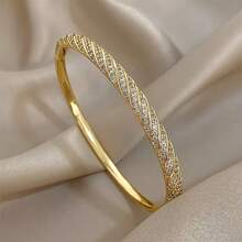 VKHK 1条奢华18K镀金锆石装饰搭扣手链，适合女士日常佩戴和婚礼场合，亦可作为礼物。 - 手鐲 - 查看 6