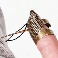 Juego De Dedal De Costura Vintage De Piezas, Latn De Costura Dedal Ajustable Protector De Punta De Los Dedos Para Bordado Manualidades Accesorios De Costura - inicial - Ver 4