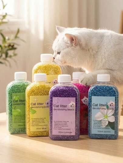 1 flaska 350 ml kattsandsdeodoriserande pärlor - långvarig luktkontroll för kattlådan, luktborttagare, katttillbehör, luktborttagare för husdjur, även lämplig för andra smådjur (flera dofter tillgängliga)