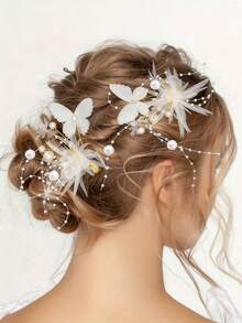 1 Roll 60m Pearl Curtain Garland & White Faux Pearl Ribbon; Wedding Supplies, DIY Crafts, Suitable For Home Decor, Holiday Parties, New Year Decoration And Party Supplies. - Multicolor - View 1