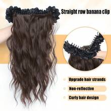 Ponytail Wig Clip Style Large Wave Long Curly Hair For Women, Banana Clip With High-End Feeling, Flower Clip That Can Tie Ponytail Wig Piece - Multicolor - View 5