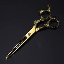6.0 Inch Bamboo Knot Irregular Handle Bright Color Flat Scissors, Suitable For Teeth, Hair And Haircut, Fit For High-End Hair Salon, Private Custom Haircut And Thinning, As Well As Home DIY - 彩色 - 查看 6