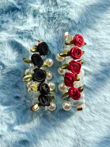 1个仿珍珠编织螺旋发圈 - 高马尾和泡泡辫工具，电话线发饰，女士发圈，发饰，马尾辫发圈，发绳，发圈头饰